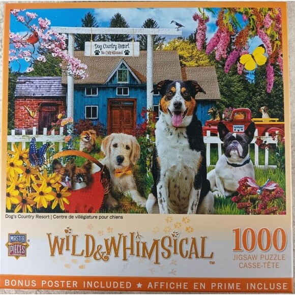 Dog's Country Resort 1000 Piece Jigsaw Puzzle Wild and Whimsical Series - Picture 1 of 4